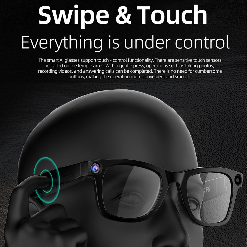 Lunettes intelligentes G300 à commande tactile avec traduction par IA, caméra 8 MP, stabilisation d'image et enregistreur vidéo
