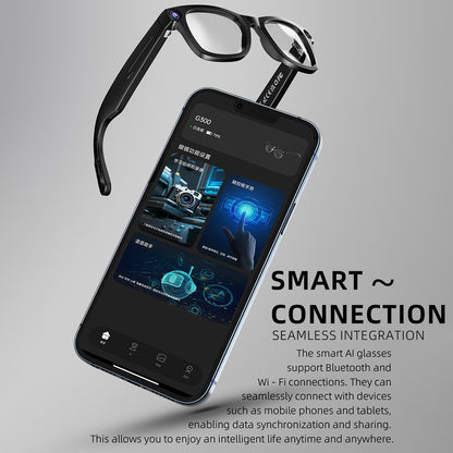 Lunettes intelligentes G300 à commande tactile avec traduction par IA, caméra 8 MP, stabilisation d'image et enregistreur vidéo